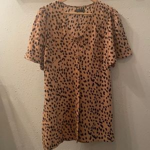 Boohoo Leopard Print Shirt Dress